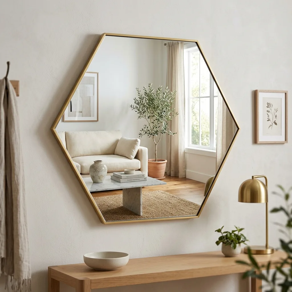 Minimalist Anodized Hexagon Mirror Sialkot